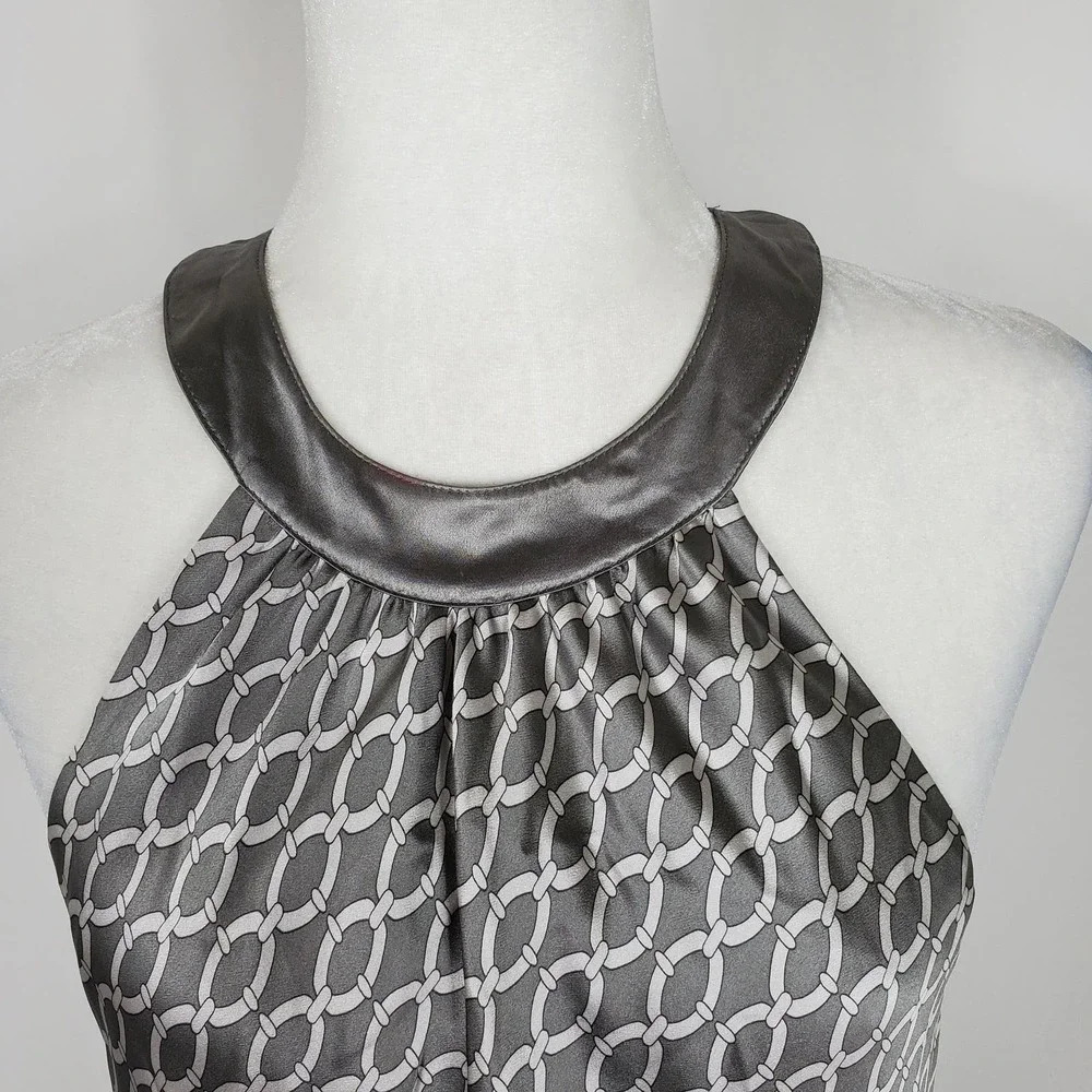 INC International Concepts Silk Gray Print Sleeveless Midi Shift Dress Womens 14 - Picture 4 of 8